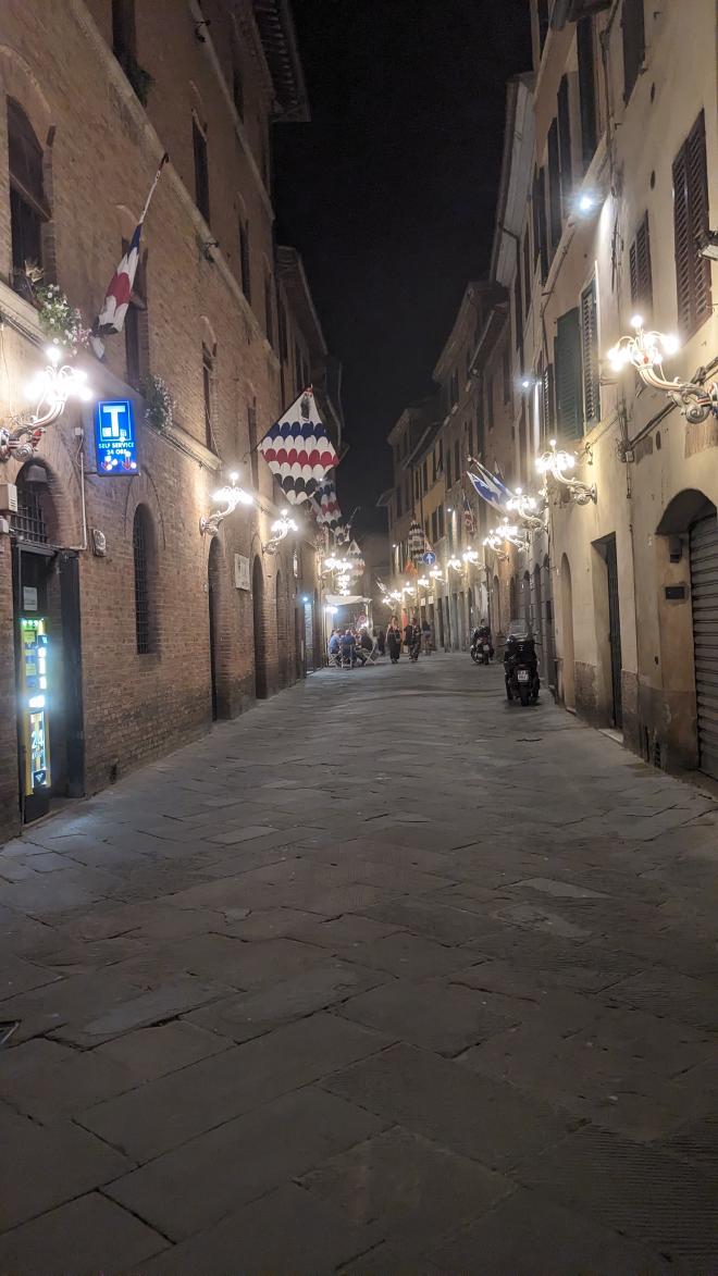 Siena street at night